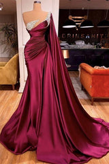 Evening Dress With Sleeve, Gorgeous Mermaid Beads Evening Prom Dress WIth Ruffles