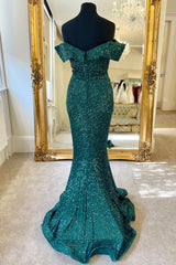 Bridesmaid Dresses Spring, Off the Shoulder Burgundy Sequins Mermaid Long Formal Dress