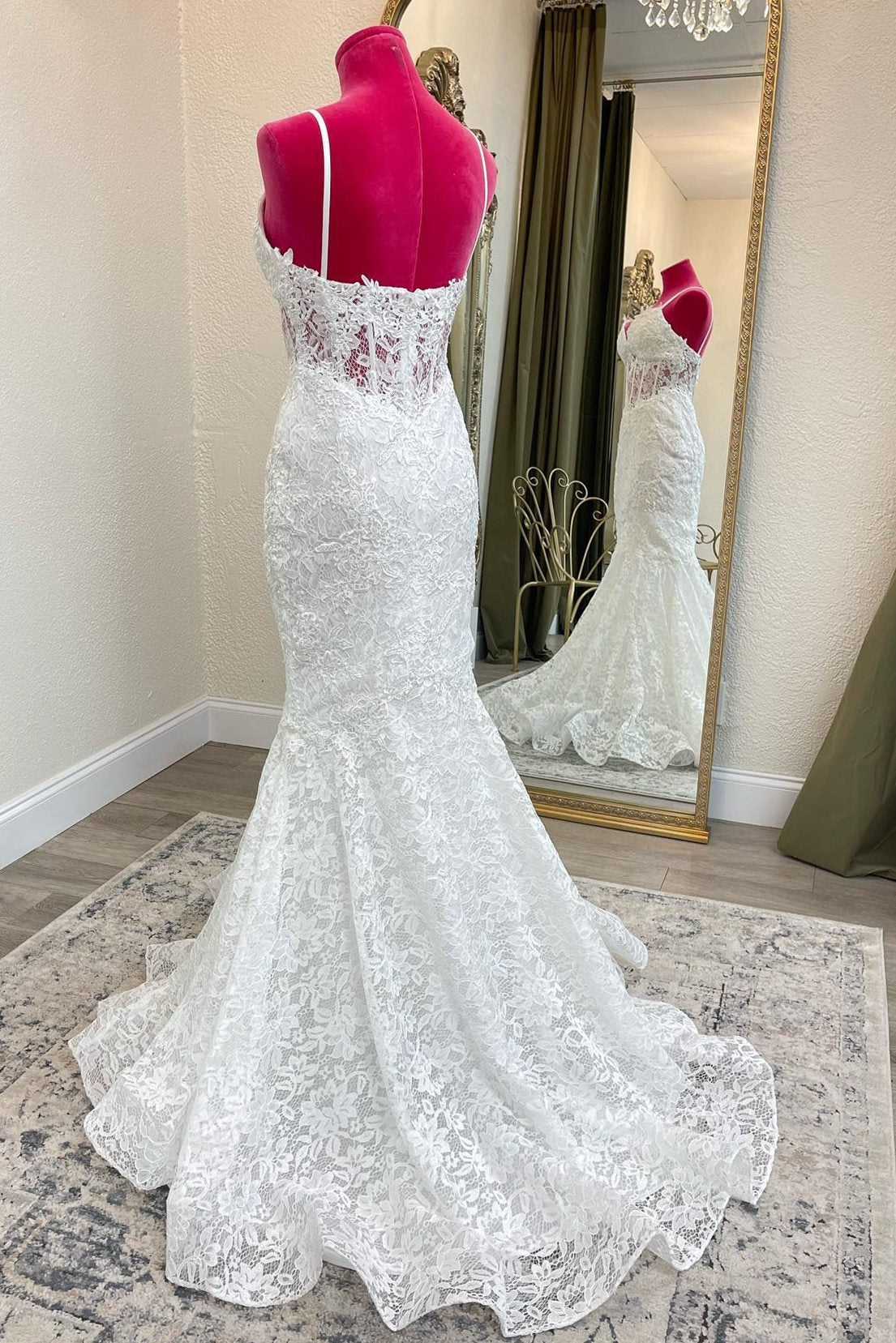 Wedding Dresses For Shorter Brides, Mermaid White Lace Long Wedding Dress