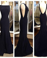 Night Club Outfit, Elegant Long Backless Mermaid Fitted Black Prom Gown Formal Evening Dress With Sweep Train Dp080