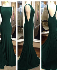 Silk Prom Dress, Elegant Long Backless Mermaid Fitted Black Prom Gown Formal Evening Dress With Sweep Train Dp080