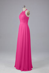Homecoming Dress Inspo, Elegant Halter Illusion Lace Floor Length Bridesmaid Dresses