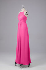Evening Dress For Sale, Elegant Halter Keyhole Chiffon Bridesmaid Dresses