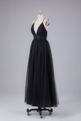 Party Dresses Idea, Elegant Tulle Spaghetti Straps Backless Floor Length Prom Dress