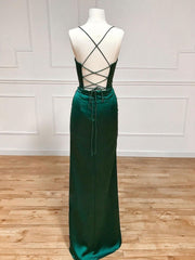 Prom Dresses Sale, straps mermaid long formal dress prom dress with side slit and cowl neck