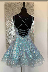 Formal Dresses Winter, Cute Hot Pink Sequins A-Line Homecoming Dress Hoco Night Dresses