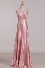 Homecomming Dresses Long, V-Neck Pink Tie Back Mermaid Bridesmaid Dress