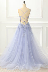 Homecomeing Dresses Short, Spaghetti Straps Tulle Lavender Prom Dress with Appliques