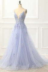 Homecoming Dressed Short, Spaghetti Straps Tulle Lavender Prom Dress with Appliques