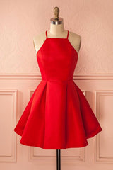 Homecomming Dresses Long, Short Straps Red Prom Dresses, Cheap Homecoming Dress, For Girls
