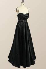 Bridesmaid Dresses 3 19 Length, Beaded Black Satin A-line Prom Dress