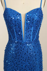 Dress Outfit, Royal Blue Sequin Mermaid Long Prom Dress