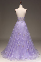 Elegant Dress, A-Line Sequins Purple Prom Dress with Embroidery