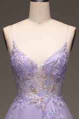 Dress Outfit, A-Line Sequins Purple Prom Dress with Embroidery