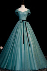 Prom Dresses 2036 Black, Green Tulle Long Senior Prom Dress, A-Line Formal Evening Dress