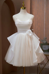 Prom Dress Country, Cute Spaghetti Straps A Line Beading Tulle Short Homecoming Dresses