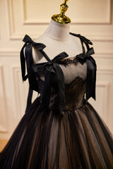 Bridesmaid Dress 2038, Black Sleeveless Ball Gown Tulle Long Prom Dresses