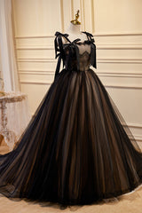 Bridesmaid Dresses Mismatched Colors, Black Sleeveless Ball Gown Tulle Long Prom Dresses