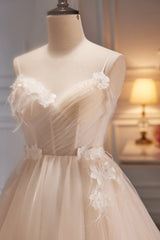 Prom Dresses Shopping, A Line V Neck Spaghetti Straps Tulle Short Homecoming Dresses