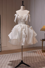 Bridesmaid Dresses 2031, Ivory Spaghetti Straps Beading Lace Short Homecoming Dresses