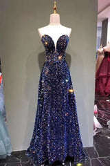Prom Dress For Kids, Chic Long Strapless Sparkly Tight Prom Dresses Formal Party Dresses
