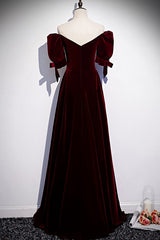 Quinceanera Dress, Modest Charming Burgundy Long Prom Dresses Vintage Evening Dresses With Bowknot