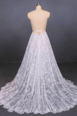 Wedding Dress Fabrics, Charming Spaghetti Straps Long A-line Wedding Dresses Beach Wedding Dresses