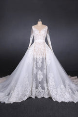 Wedding Dresses Modern, Elegant Long Sleeves Lace Wedding Dresses Beautiful Bridal Dresses