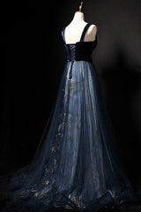 Formal Dresses Gown, Elegant Long Lace Up Velvet Tulle Prom Dresses Modest Party Gowns