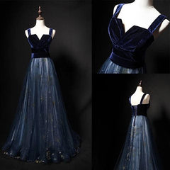 Formal Dress Gowns, Elegant Long Lace Up Velvet Tulle Prom Dresses Modest Party Gowns