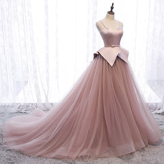 Wedding Dress Under 502, Pink Spaghetti Straps Tulle Long Formal Prom Dress, Unique Long Wedding Dess