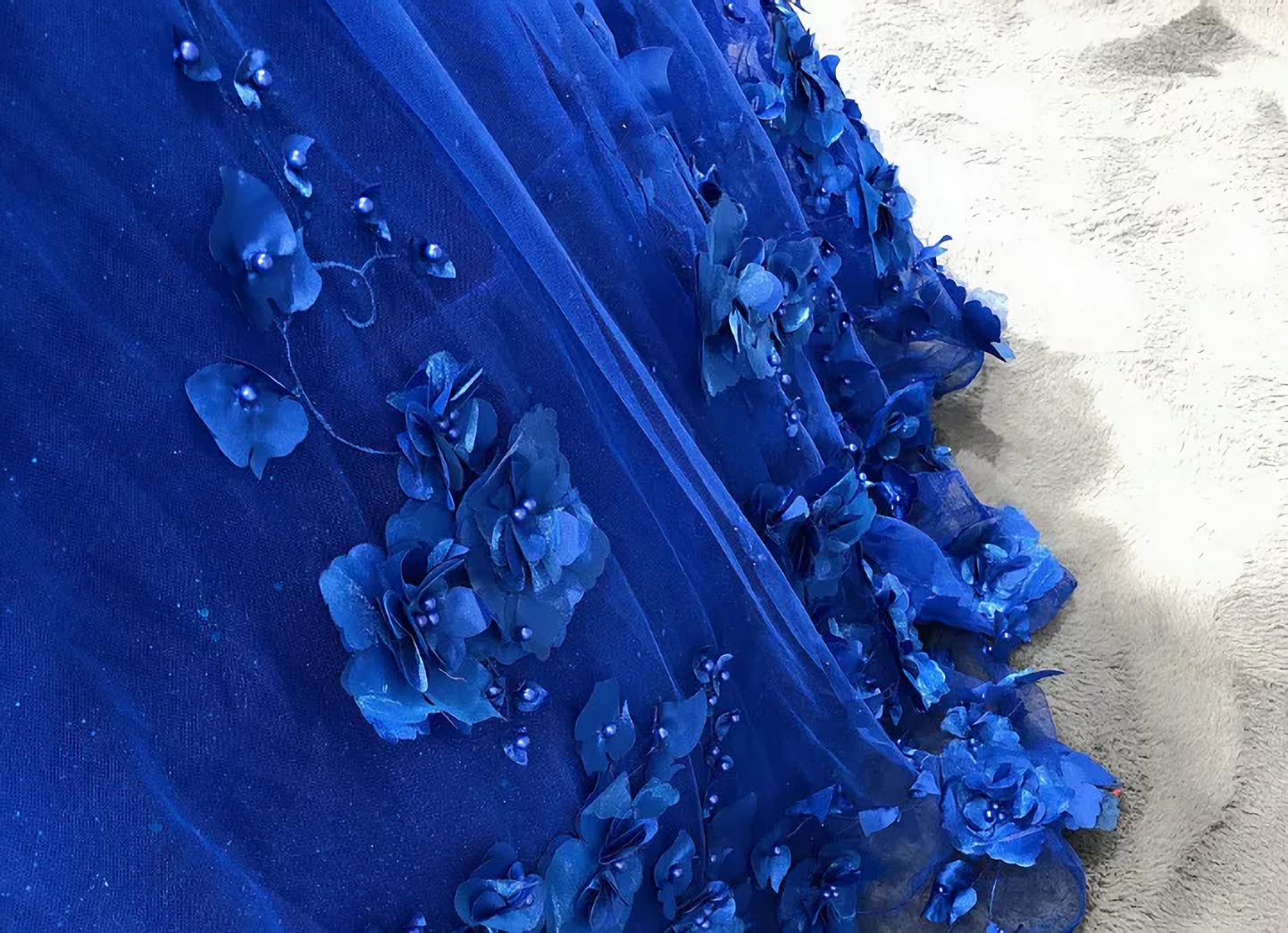Formal Dress Lace, Royal Blue Quinceanera Dress Ball Gown With Appliques Flowers Princess Sweet 16 Dresses