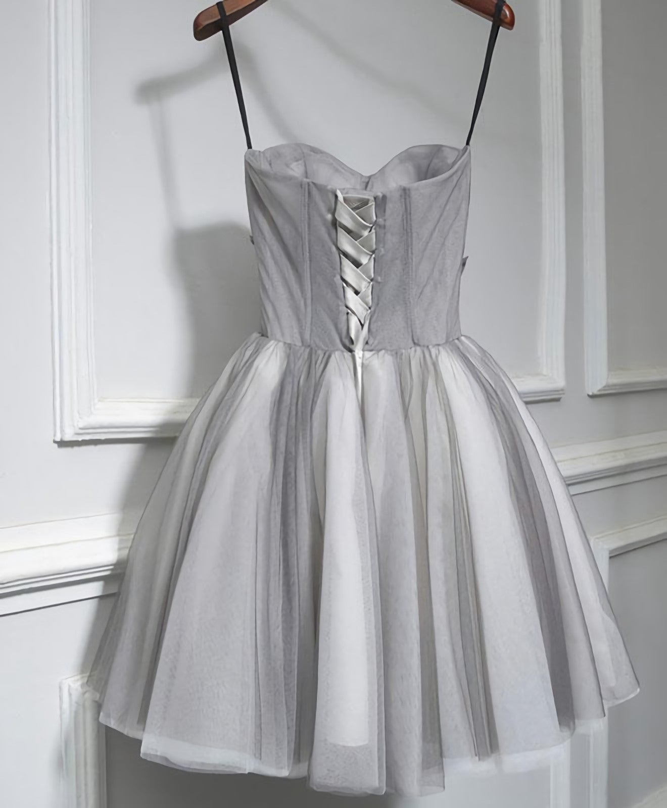 Party Dresses Winter, Gray Tulle Short A Line Prom Dress, Homecoming Dress