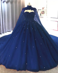 Bridesmaid Dress Outdoor Wedding, Tulle Ball Gown Quinceanera Dresses, With Cape