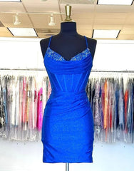 Party Dress Outfit, Gorgeous Spaghetti Straps Short Glitter Hoco Party Dress