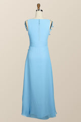 Prom Dresses 2036 Black, Blue Chiffon Ruffles Long Bridesmaid Dress