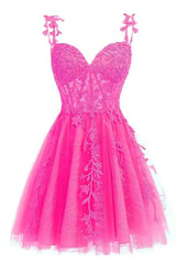 Bridesmaid Dress Pink, Mint Green Appliques Sweetheart A-Line Homecoming Dress