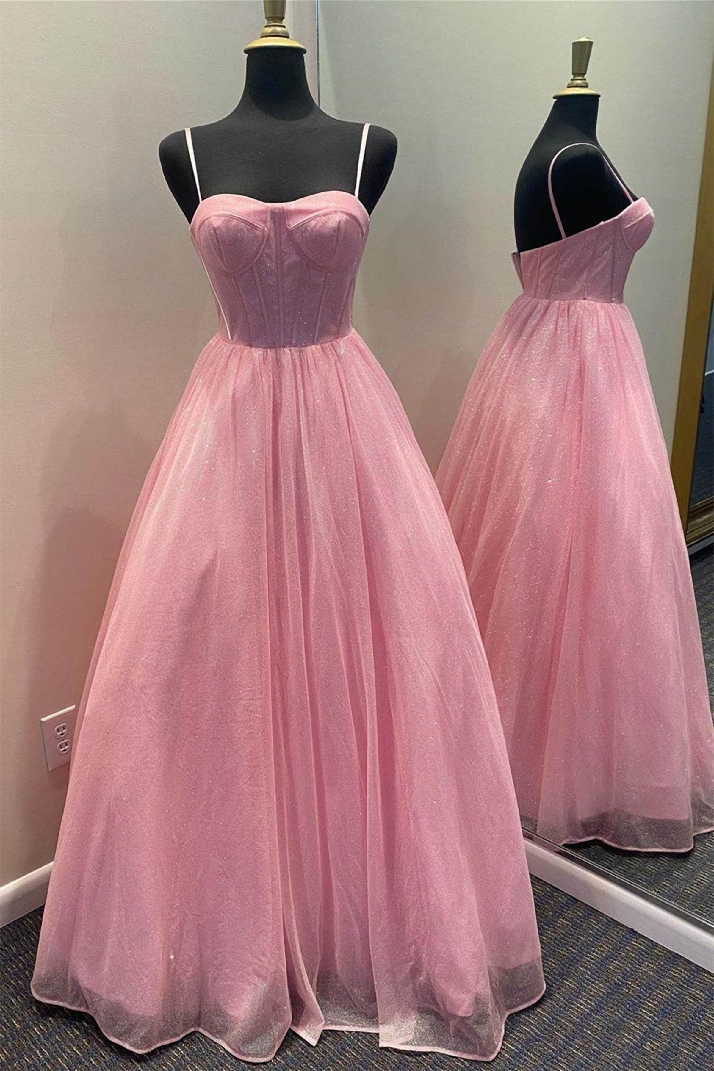Bridesmaids Dresses Color Palettes, Shiny Tulle Open Back Pink Lilac Blue Long Prom Dress, Long Pink Lilac Blue Tulle Formal Graduation Evening Dress
