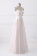 Wedding Dress Romantic, Girly Spaghetti Straps Long A-line Floor Length Wedding Dresses