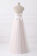 Wedding Dress Under, Girly Spaghetti Straps Long A-line Floor Length Wedding Dresses