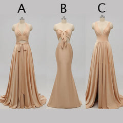 Homecoming Dress Shops, Elegant A-Line Sexy V Neck Gold Long Modest Side-Slit Bridesmaid Dress