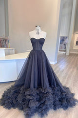 Homecoming Dresses Tight Short, Black Corset Sweetheart Long Prom Dress with Ruffles