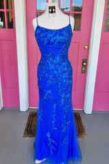 Prom Dresses Long Formal Evening Gown, Royal Blue Mermaid Prom Dress with Appliques