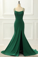 Evening Dresses For Ladies Over 60, Green Mermaid Beading Prom Dress with Slit