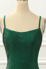 Evening Dresses 1930S, Green Mermaid Beading Prom Dress with Slit