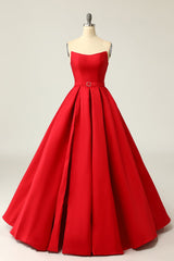 Bridesmaid Dress Blushes, A Line Strapless Red Prom Party Dress with Split Front