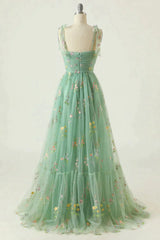 Bridesmaid Dress Shopping, Romantic A-Line Spaghetti Straps Embroidery Long Prom Dress