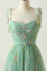 Bridesmaid Dresses Shops, Romantic A-Line Spaghetti Straps Embroidery Long Prom Dress