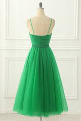 Bridesmaid Dressese Lavender, Green Spaghetti Straps Tulle Prom Dress with Sash
