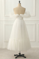Beauty Dress, Ivory Tulle Off the Shoulder A-line Prom Dress